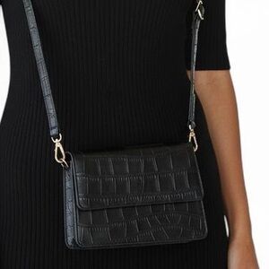 Black Croc Embossed Mini Crossbody Bag Like New
